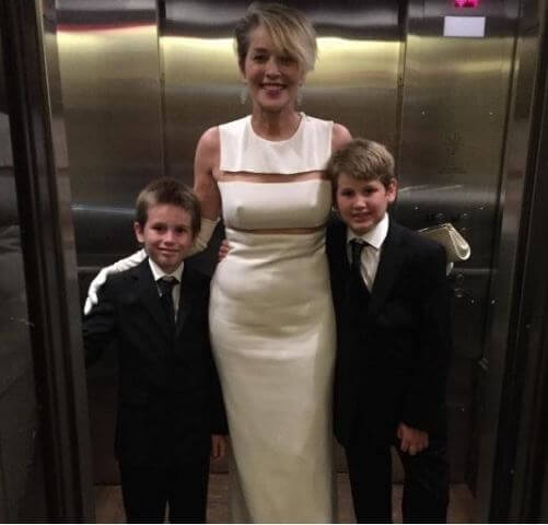 Quinn Kelly Stone along with his mom Sharon Stone and brother Laird during STA awards in 2016.